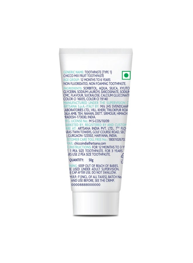 Chicco Toothpaste for Kids Best for Baby (1y-6y), Mix Fruit Flavour, 50g | Fluoride-Free & Low Abrasive | Removes Plaque, Helps Prevent Cavities | IDA Accepted - Image 2